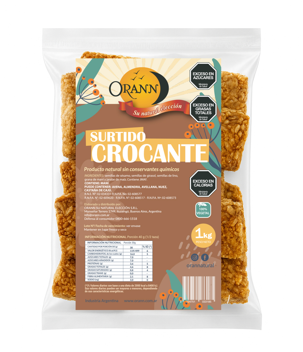 pack de surtido crocante con mini barritas de semillas de sesamo integral, girasol, lino y grana de mani